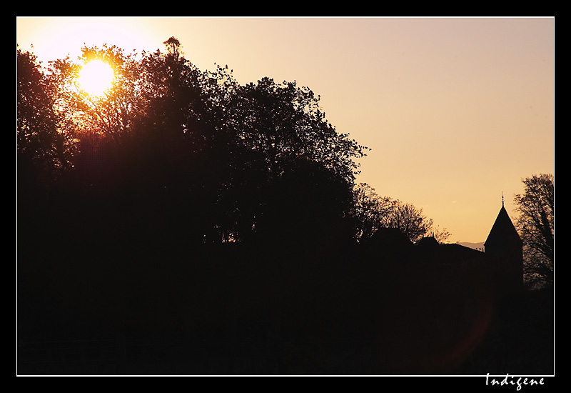 Coucher de soleil sur le parc du Chateau