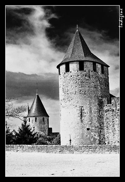 Carcassonne en noir et blanc