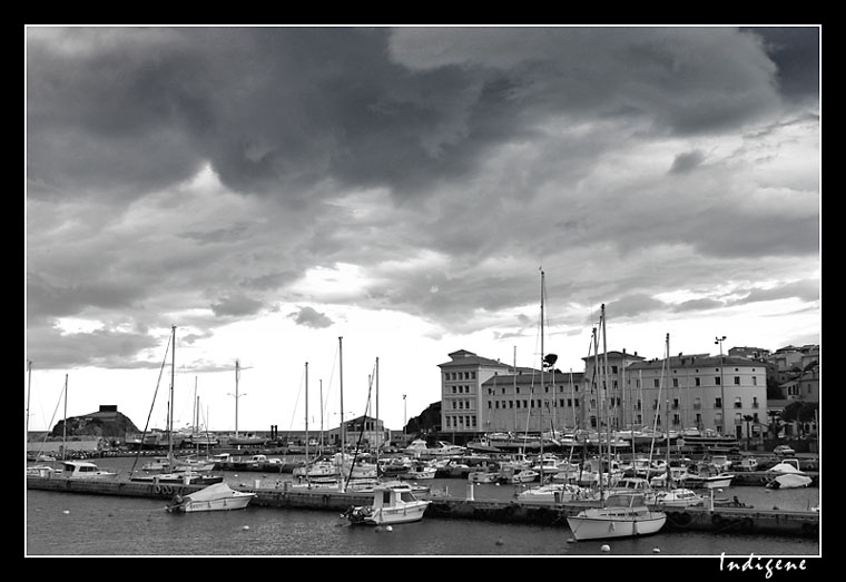 Port de Banyuls en noir et blanc